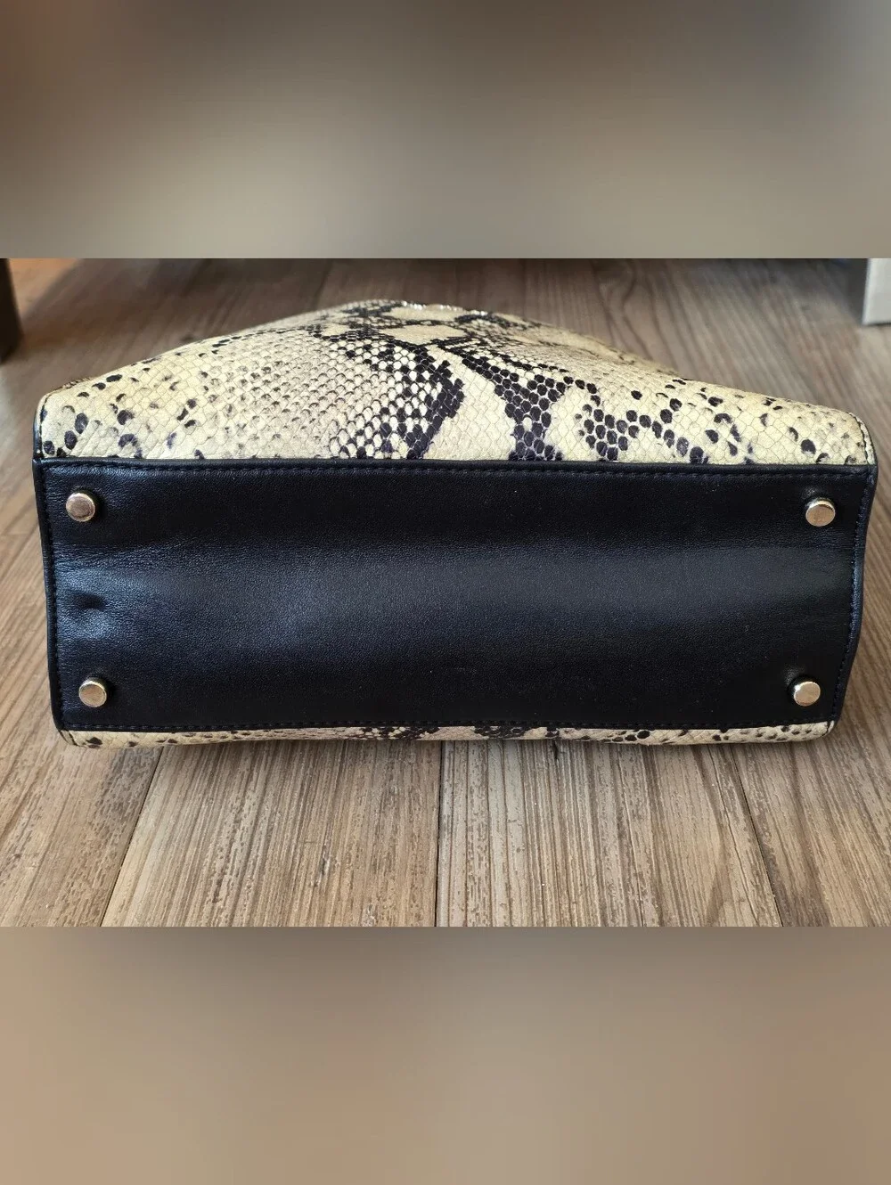 kate spade Snake Embossed Leather Tote in Beige & Black